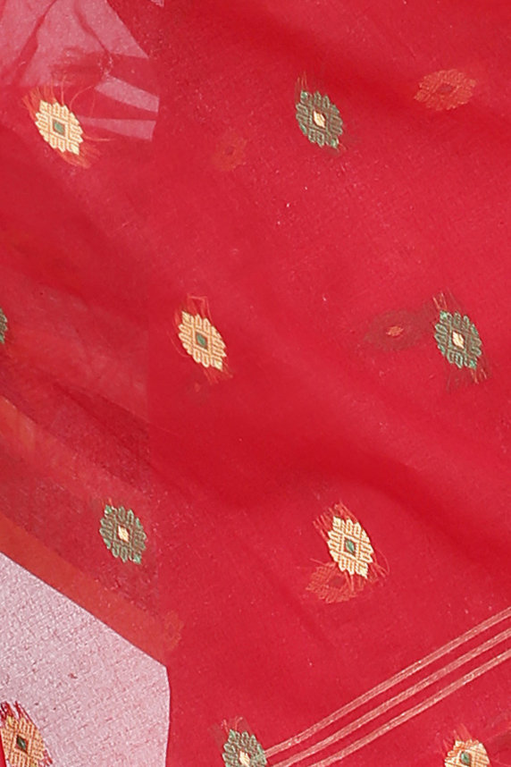 Red Pure Cotton Govindi Tant Saree (940)